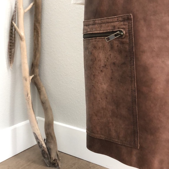 RARE Blur Leather Distressed Italian Skirt - Picture 2 of 12